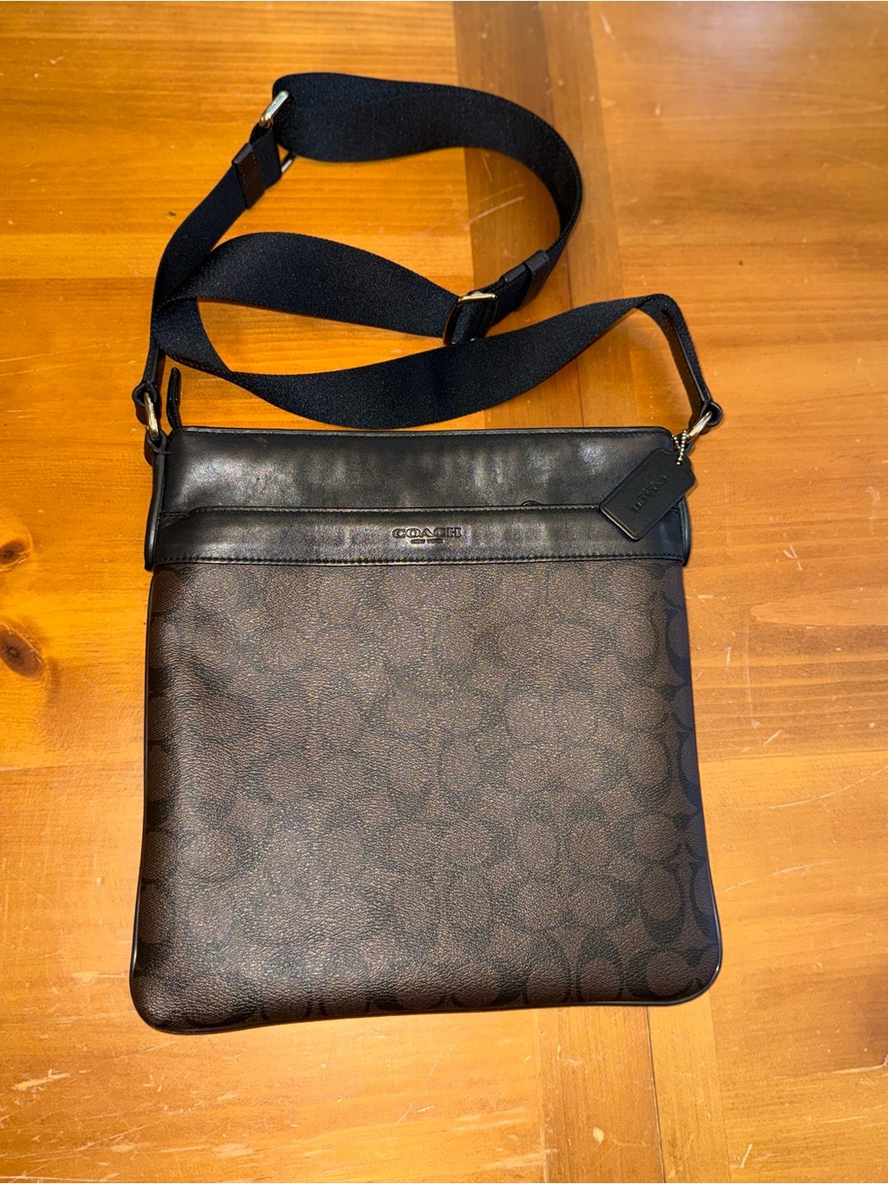 Coach Charles Crossbody Signature Brown Canvas Leather Trim Shoulder Bag Classic
